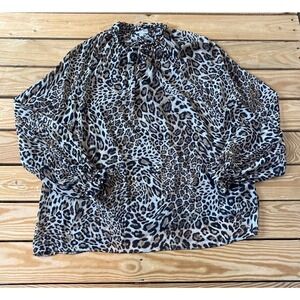 NEW Ronny Kobo Long Sleeve Blouse Size XS Women’s Brown Cheetah Print